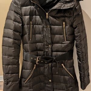 Zara Womens Puffer Jacket with Belted Waist